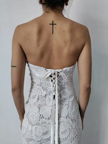 Rococo Sand | Eliza Back Lace-Up Regular Fit Maxi Dress | White