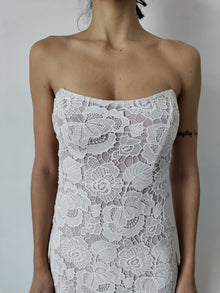 Rococo Sand | Eliza Back Lace-Up Regular Fit Maxi Dress | White
