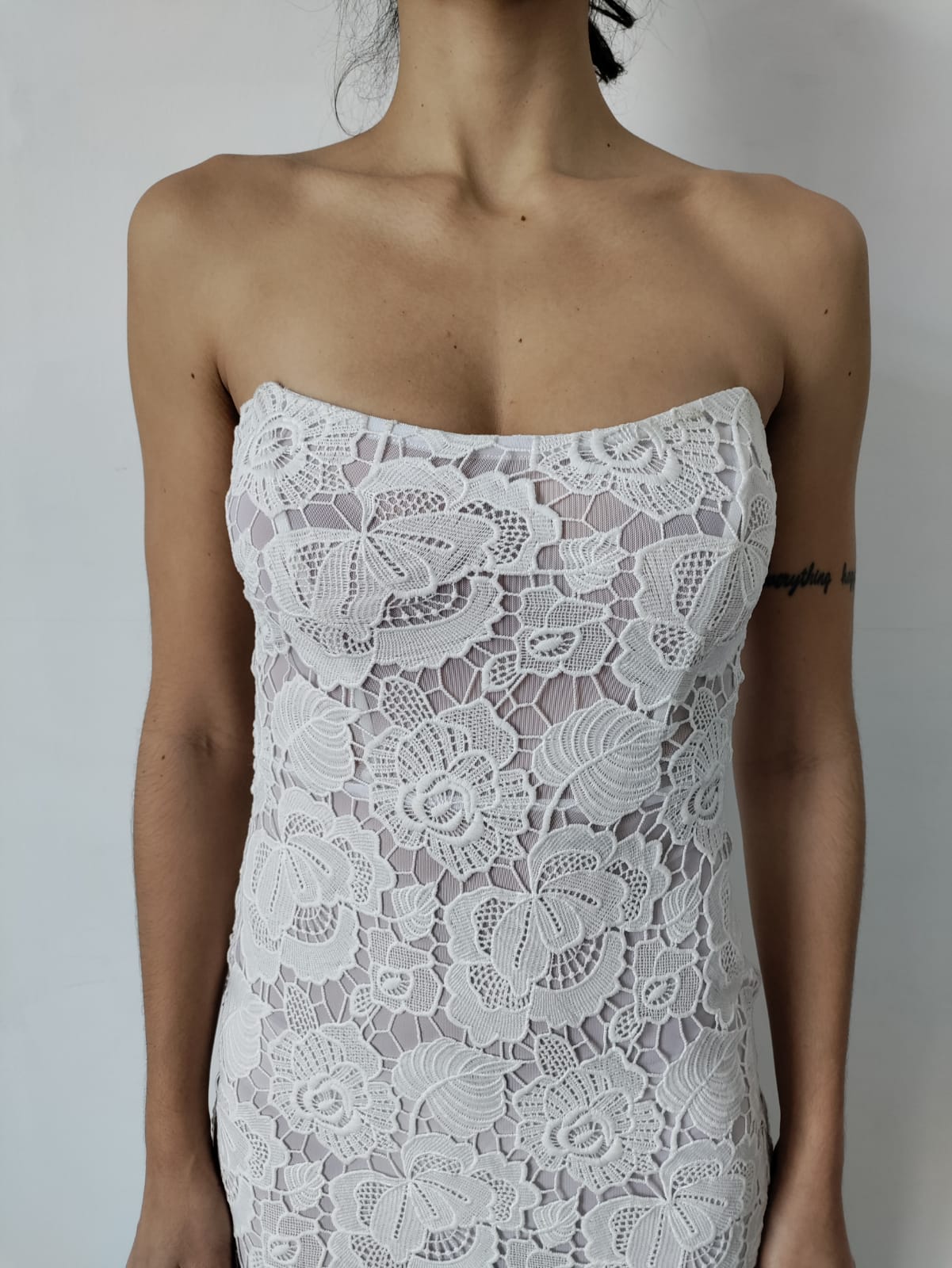 Rococo Sand | Eliza Back Lace-Up Regular Fit Maxi Dress | White