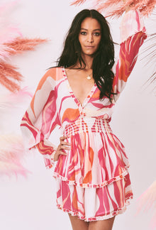 Rococo Sand | Emily Short Dress | White Multi