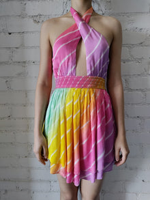 Rococo Sand | Evie Halter-Neck Short Dress | Multicolor