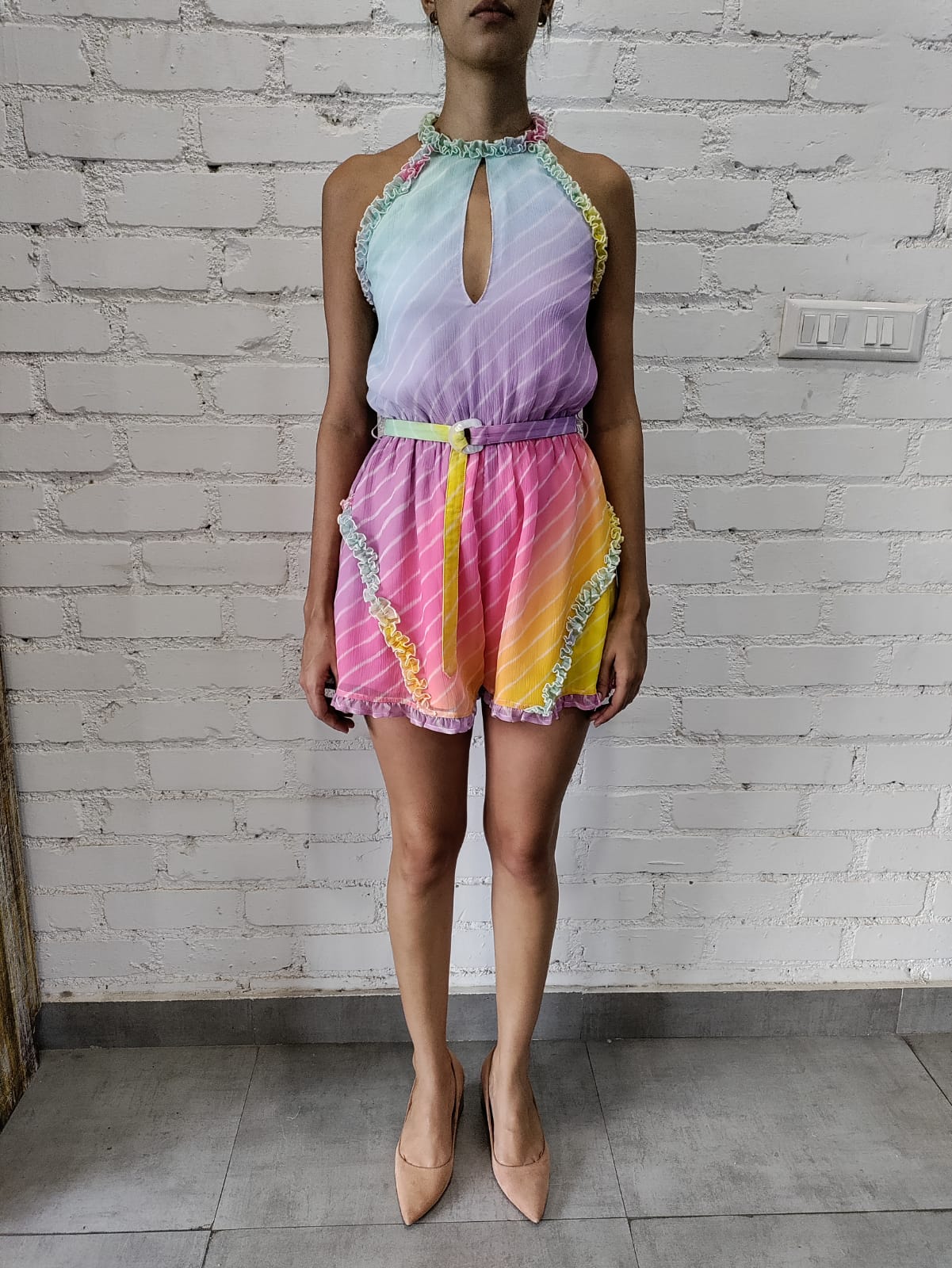 Rococo Sand | Evie Romper | Rainbow