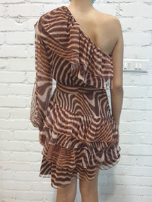 Rococo Sand | Fauve One-Shoulder Short Dress | Brown