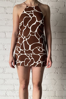 Rococo Sand | Fia Halter-Neck Short Dress | Brown/White
