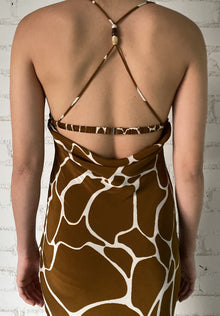 Rococo Sand | Fia V-Neck Spaghetti Strap Maxi Dress | Brown