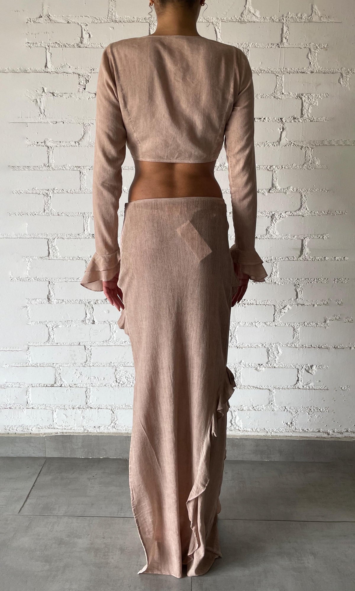 Rococo Sand | Gaia Viscose Cotton Georgtte Top | Nude