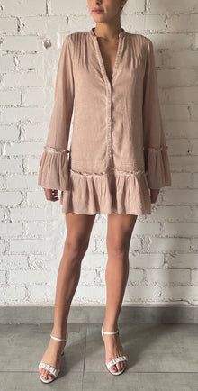 Rococo Sand | Gaia Short Long-Sleeve Dress | Nude
