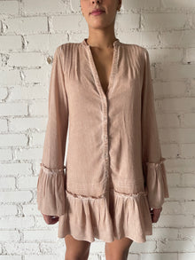 Rococo Sand | Gaia Short Long-Sleeve Dress | Nude