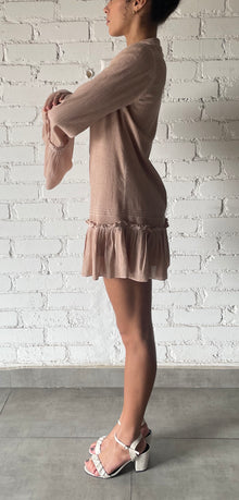 Rococo Sand | Gaia Short Long-Sleeve Dress | Nude