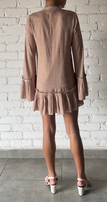 Rococo Sand | Gaia Short Long-Sleeve Dress | Nude