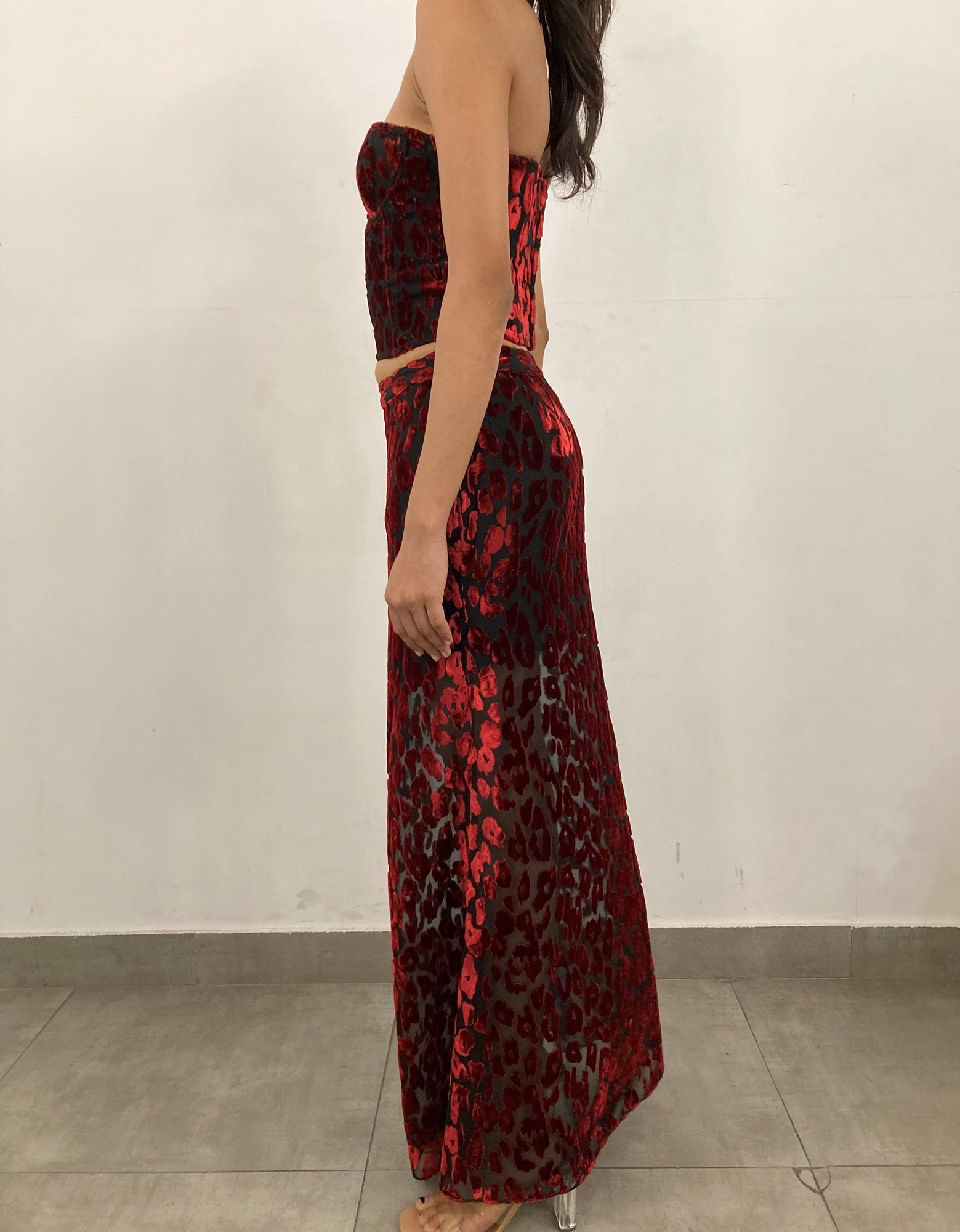 Rococo Sand | Haven Long Skirt | Black/Red