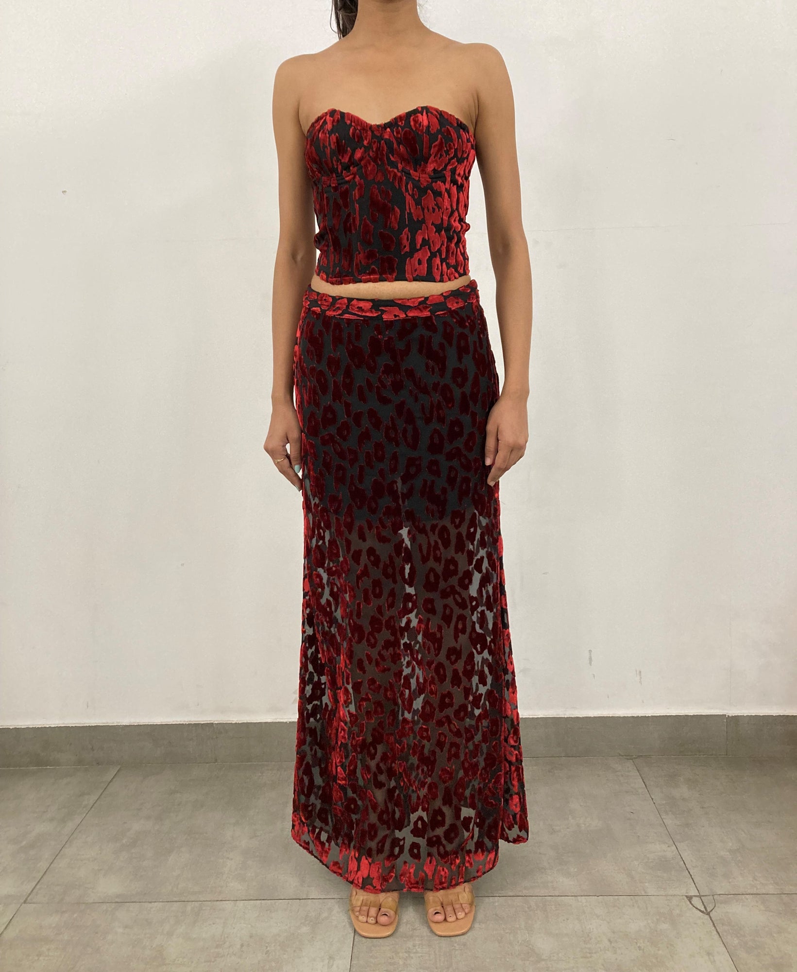 Rococo Sand | Haven Long Skirt | Black/Red