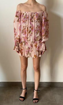 Rococo Sand | Inv Viscose Natural Crepe Off Shoulder Short Dress | Light Pink