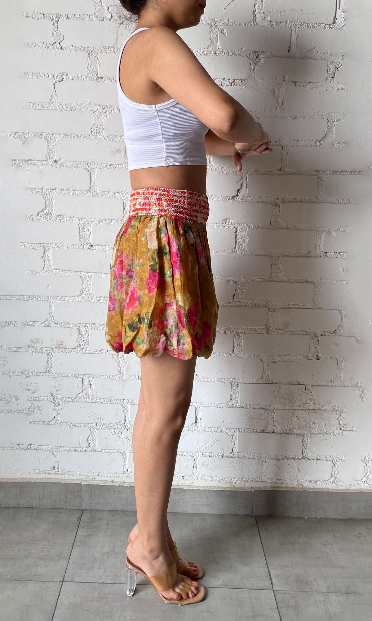Womens | Inv Viscose Chiffon Short Skirt | Mustard