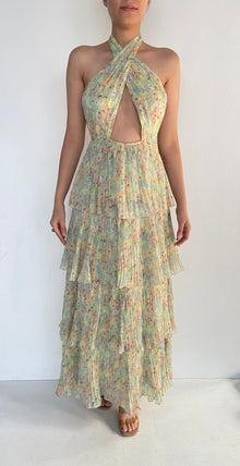 Rococo Sand | Viscose Long Dress | Green