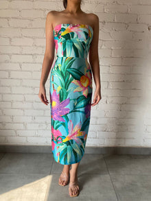 Rococo Sand | Sleek Fit Tube Midi Dress | Multicolor