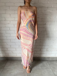 Rococo Sand | Relaxed Fit Tube Midi Dress | Multicolor
