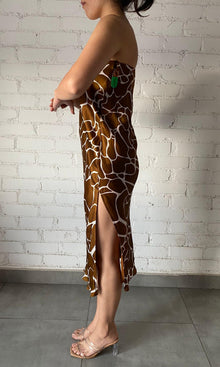 Womens | Inv Heavy Crepe Long Dress | Brown White