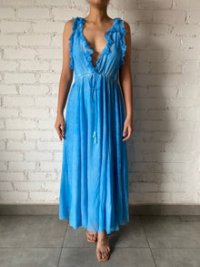Rococo Sand | Viscose Long Dress | Blue