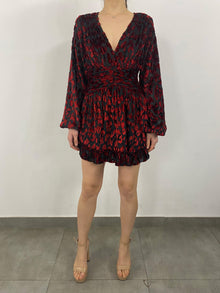 Rococo Sand | Haven Cinched Smocked Waist Short Dress | Red