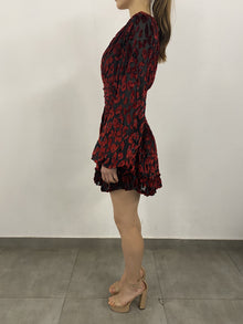 Rococo Sand | Haven Cinched Smocked Waist Short Dress | Red