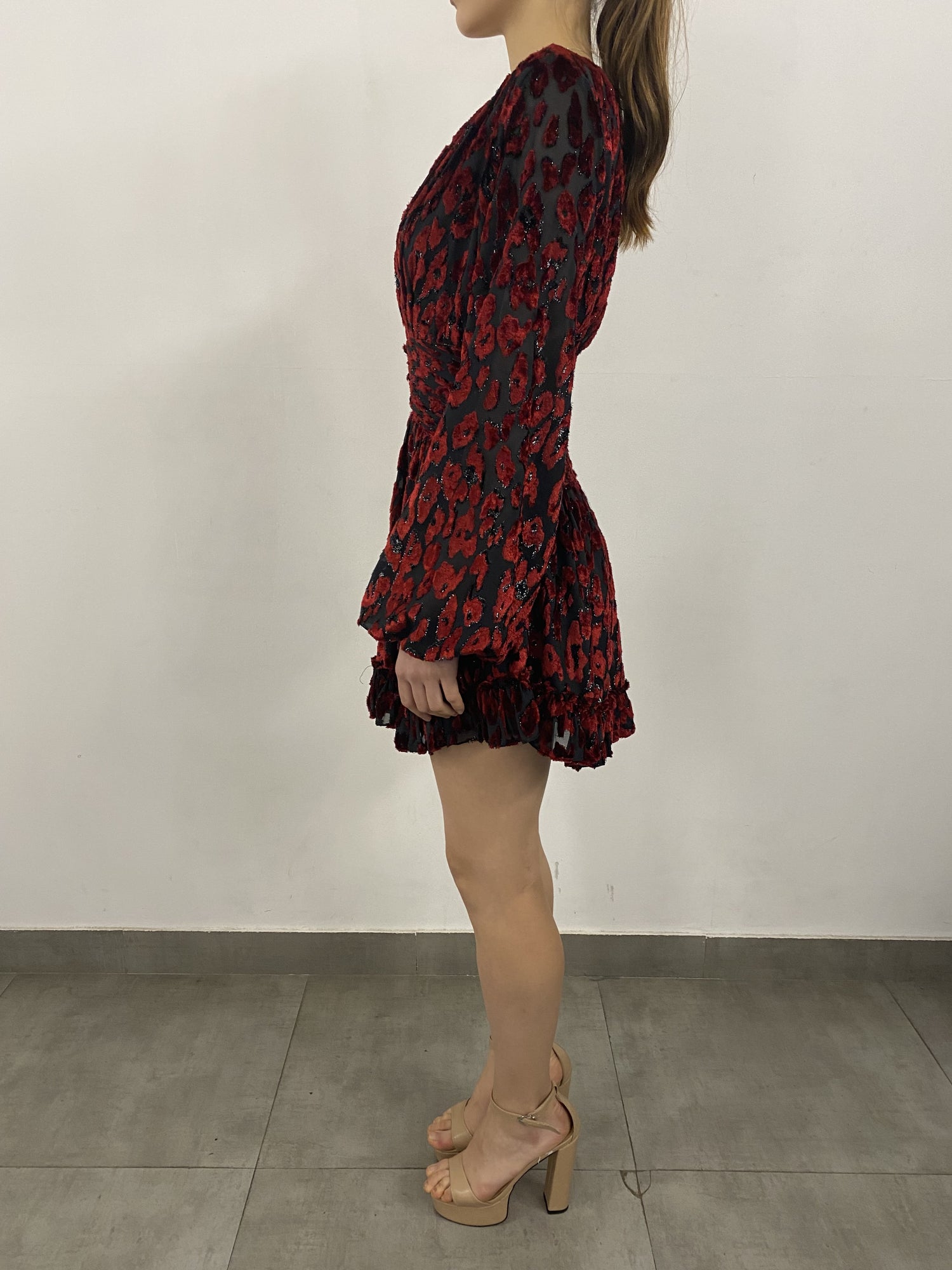 Rococo Sand | Haven Cinched Smocked Waist Short Dress | Red