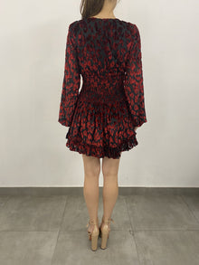 Rococo Sand | Haven Cinched Smocked Waist Short Dress | Red