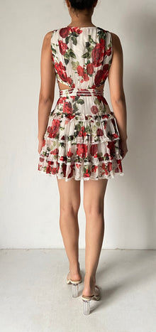 Rococo Sand | Rosie Cut Out Floral Short Dress | White/Red