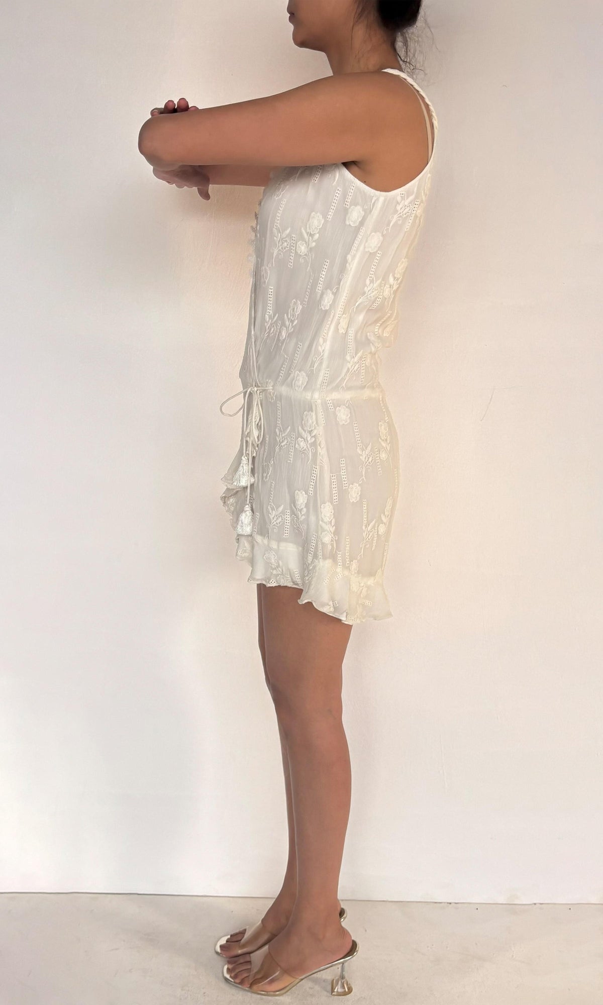 Rococo Sand | Inv Cotton Short Dress | White