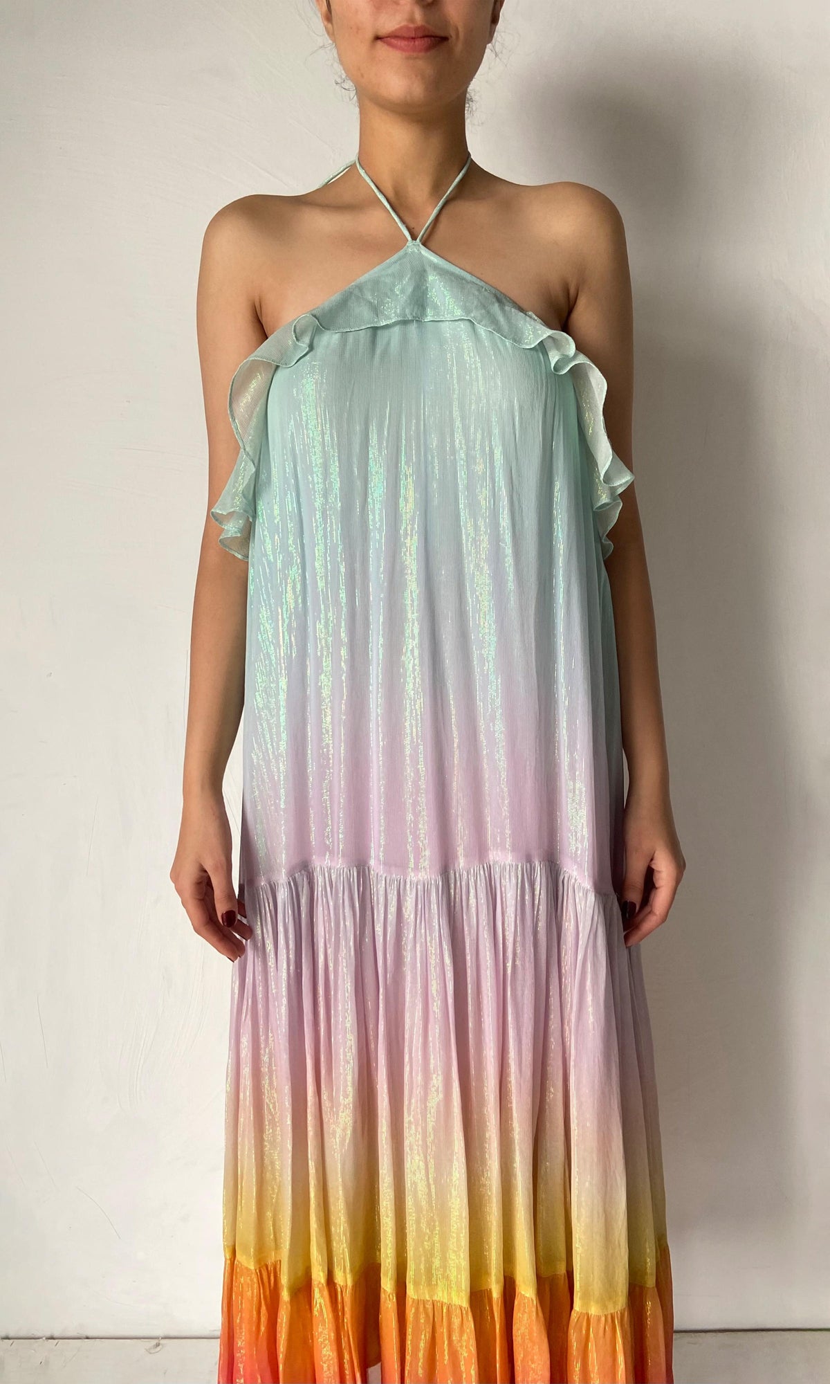 Womens | Inv Viscose Georgtte Lurex Long Dress | Multi Colour