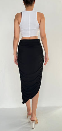 Rococo Sand | Black Asymmetrical Midi Skirt | Black