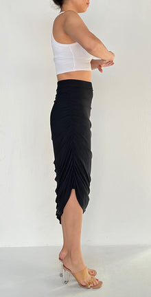 Rococo Sand | Black Asymmetrical Midi Skirt | Black