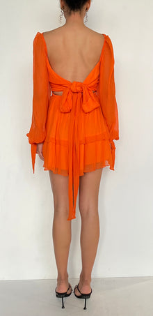 Rococo Sand | Square-Neck Short Dress | Orange