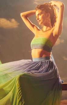 Rococo Sand | Kiki Long Skirt | Blue/Green Ombre