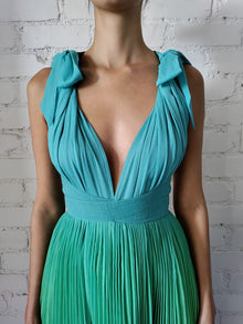 Rococo Sand | Kiki V-Neck Sleeveless Long Dress | Blue/Green Ombre