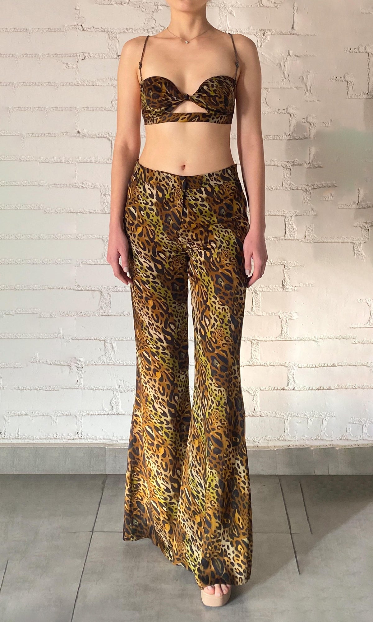 Womens | Kye Viscose Satin Bralette | Black Brown Multi