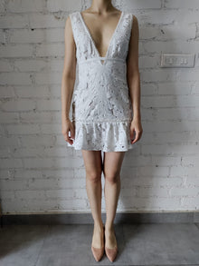 Rococo Sand | Leiko Deep V-Neck Sleeveless Short Dress | Ivory