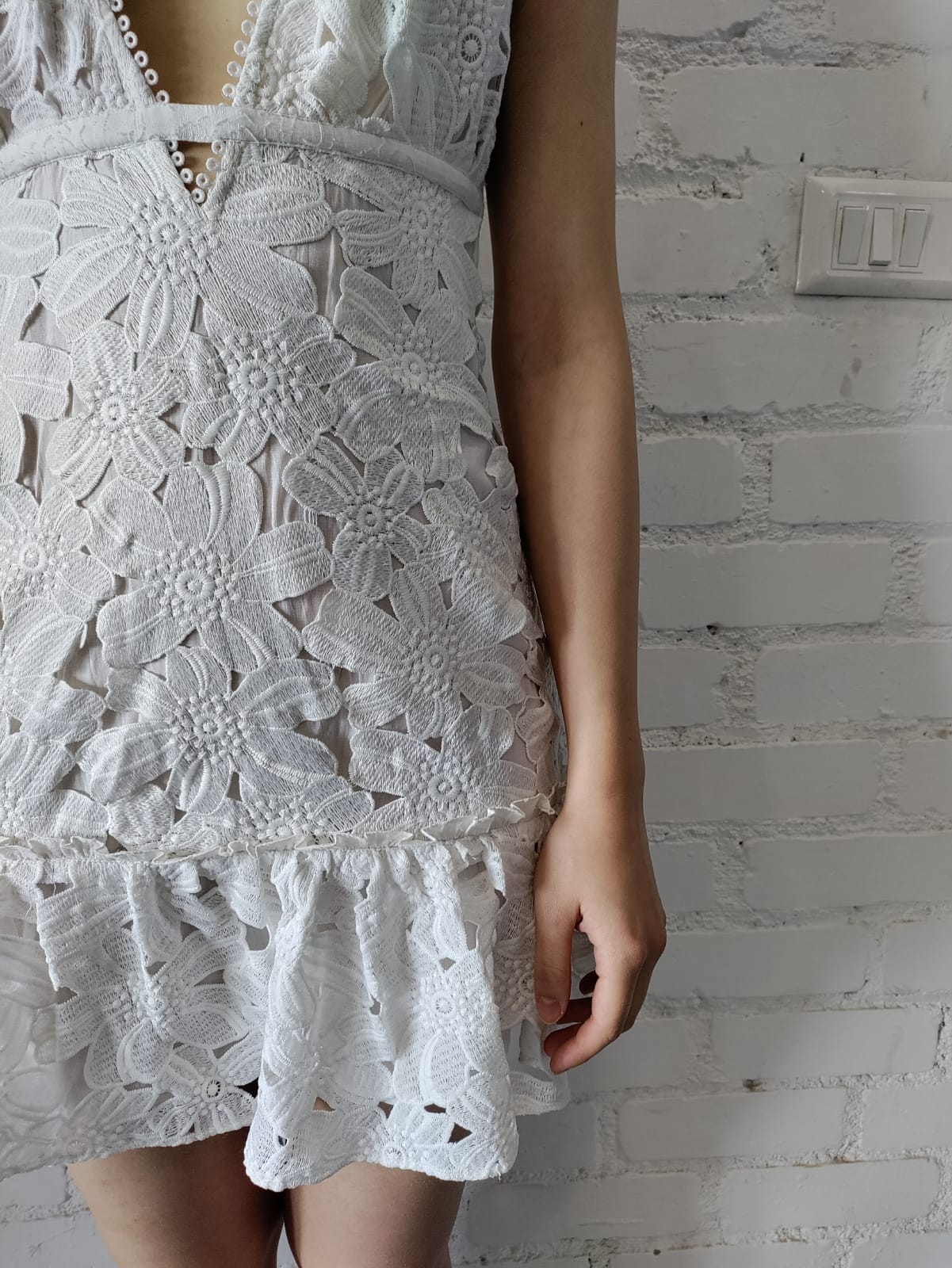 Rococo Sand | Leiko Deep V-Neck Sleeveless Short Dress | Ivory