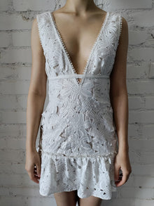 Rococo Sand | Leiko Deep V-Neck Sleeveless Short Dress | Ivory
