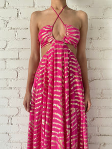 Rococo Sand | Lara Halter-Neck Long Dress | Fuchsia