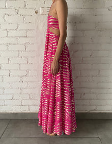 Rococo Sand | Lara Halter-Neck Long Dress | Fuchsia