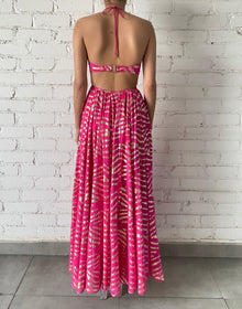 Rococo Sand | Lara Halter-Neck Long Dress | Fuchsia