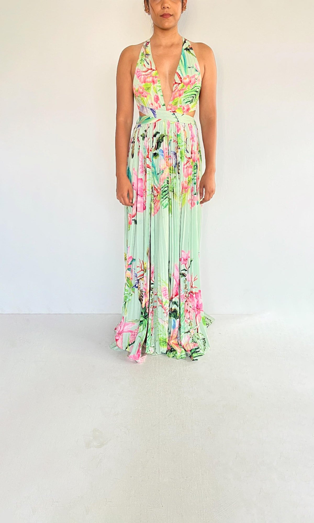 Rococo Sand | Loiss Polyester Crepe Long Dress | Cosmic
