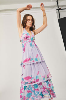 Rococo Sand | Lyan V-Neck Sleeveless Long Dress | Lilac
