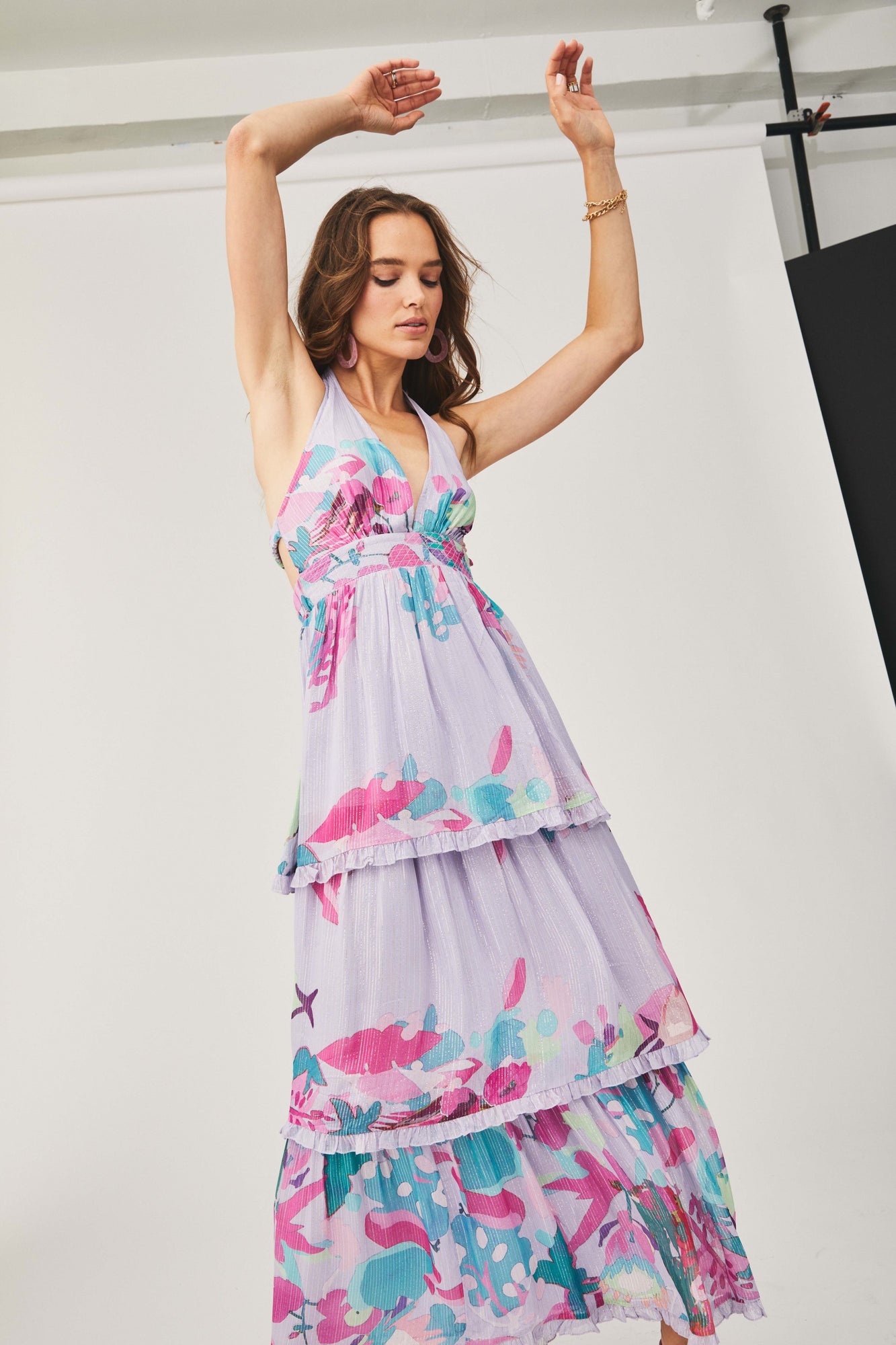 Rococo Sand | Lyan V-Neck Sleeveless Long Dress | Lilac