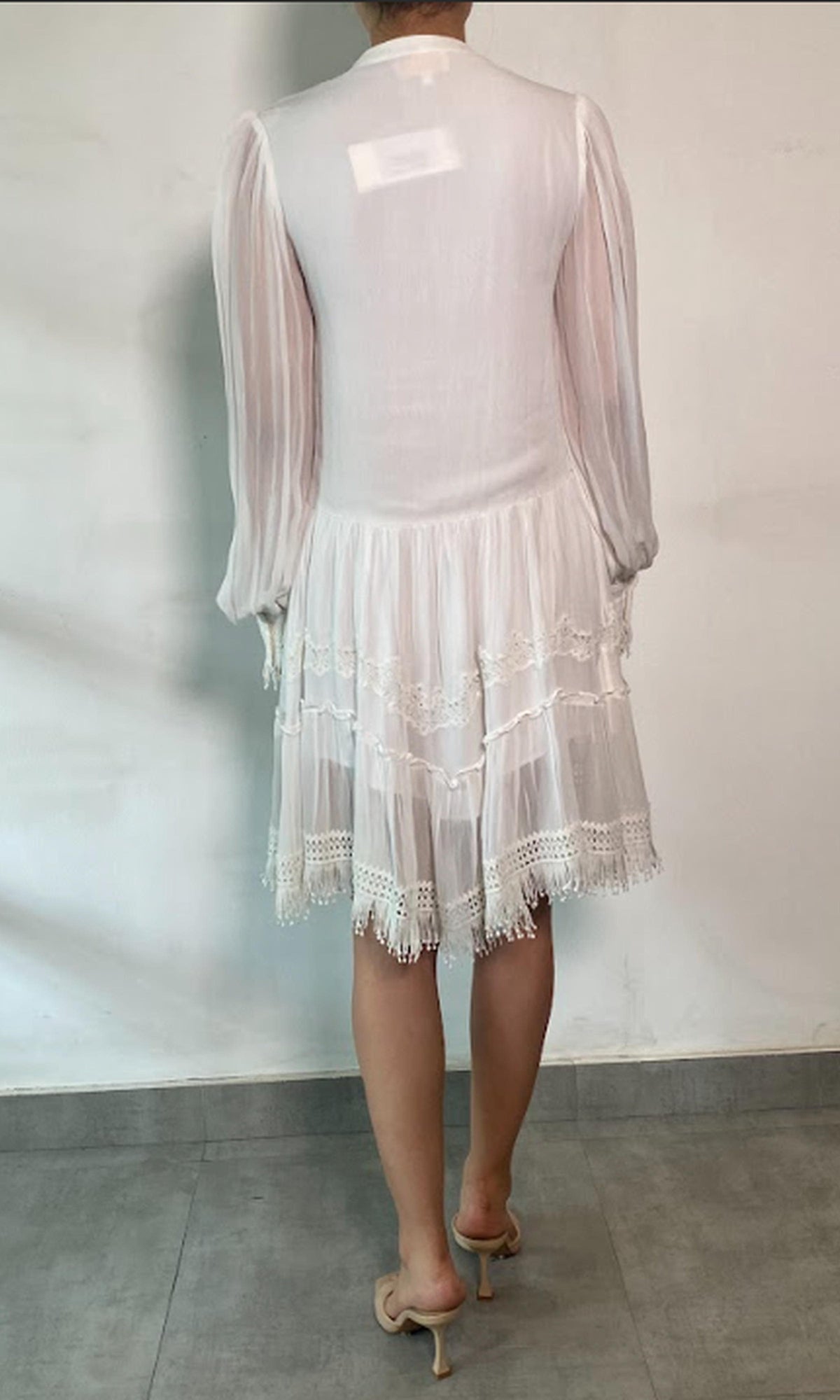 Womens | Mia Viscose Crinkle Chiffon Short Dress | White
