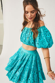 Rococo Sand | Moss Short Skirt | Turquoise