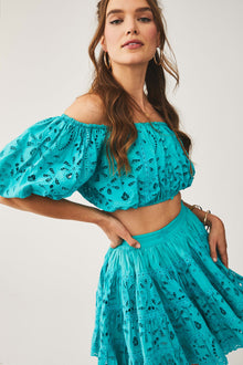 Rococo Sand | Moss Short Skirt | Turquoise