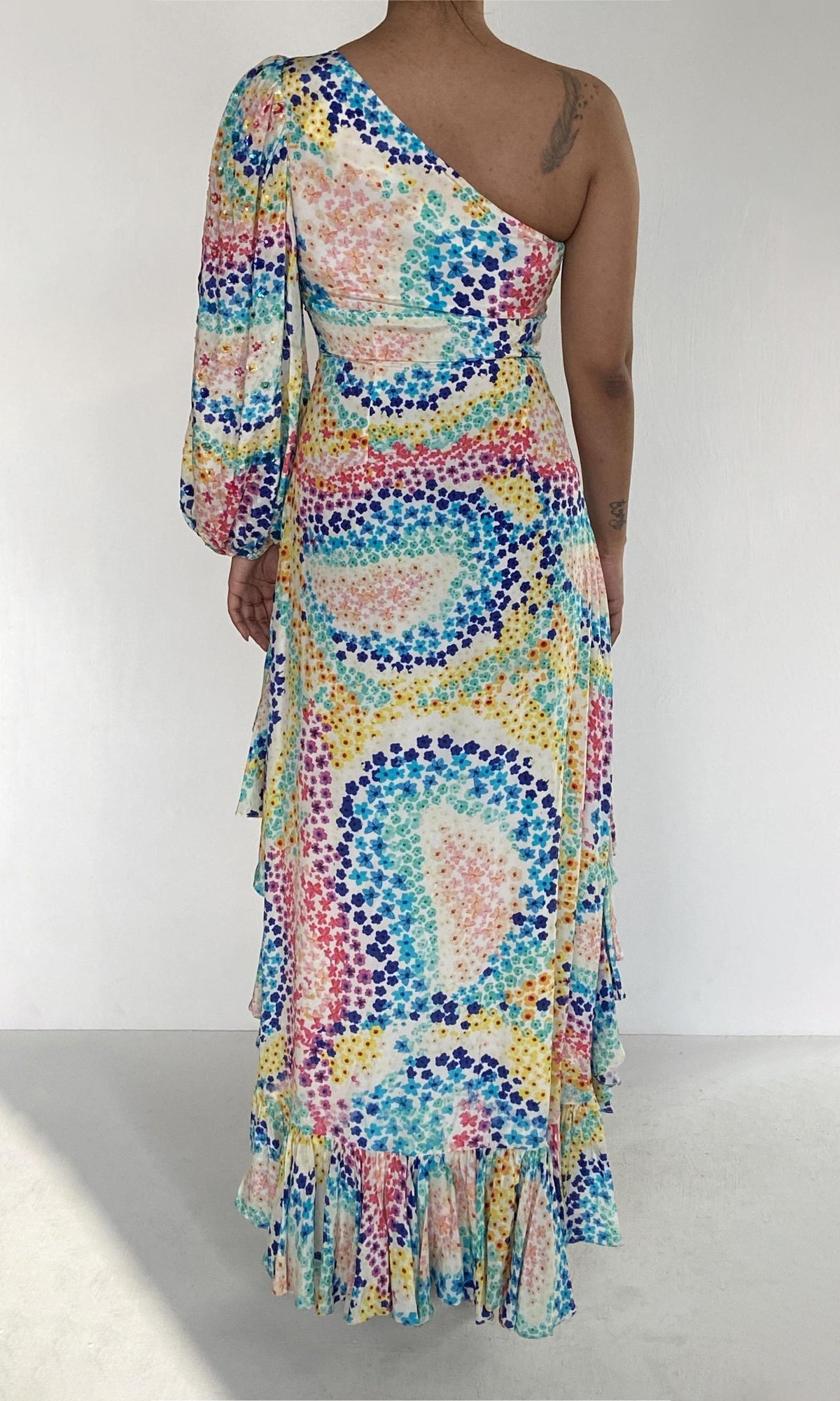 Rococo Sand | Okimi Tanish Crepe Long Dress | White Multi