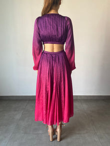 Rococo Sand | Paige High-Neck Side Zipper Regular Fit Long Dress | Pink/Purple Ombre